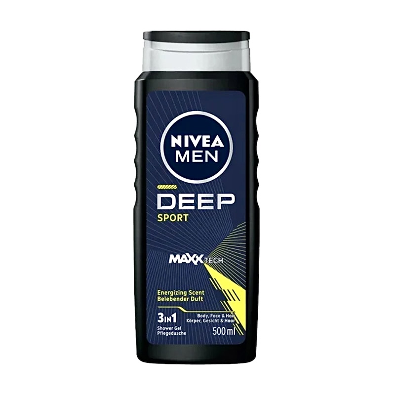 شامپو بدن ۳ در ۱ نیوآ من مدل DEEP SPORT MAX TECH | مناسب بدن، صورت و مو | رایحه انرژیزا و طراوت‌بخش | حجم ۵۰۰ میلی‌لیتر | ساخت آلمان