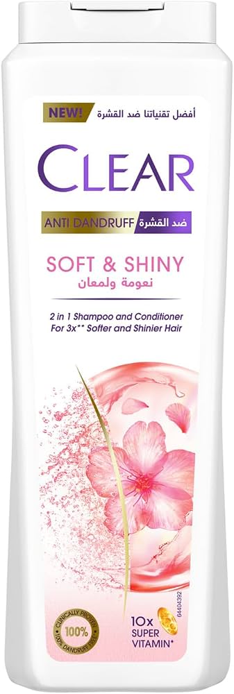شامپو ۲ در ۱ کلیر وومن مدل SOFT & SHINY | ضد شوره ۱۰۰٪ و تقویت‌کننده پوست سر | نرمی و درخشندگی فوق‌العاده | حاوی کراتین و نیاسینامید | حجم ۳۵۰ میلی‌لیتر | ساخت ترکیه