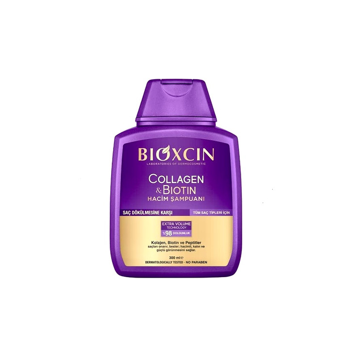 شامپو حجمدهنده و ضد ریزش بیواکسین مدل COLLAGEN & BIOTIN | حاوی کلاژن و بیوتین | تقویت و افزایش ضخامت مو | مناسب موهای نازک و کمپشت | ۳۰۰ میلیلیتر | ساخت ترکیه