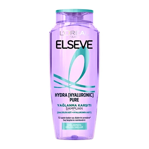 شامپو لورآل پاریس مدل ELSEVE HYDRA PURE | ضد چربی موهای چرب | حاوی سالیسیلیک اسید و هیالورونیک اسید | پاکسازی عمقی و آبرسانی | حجم ۳۰۰ میلیلیتر | ساخت ترکیه