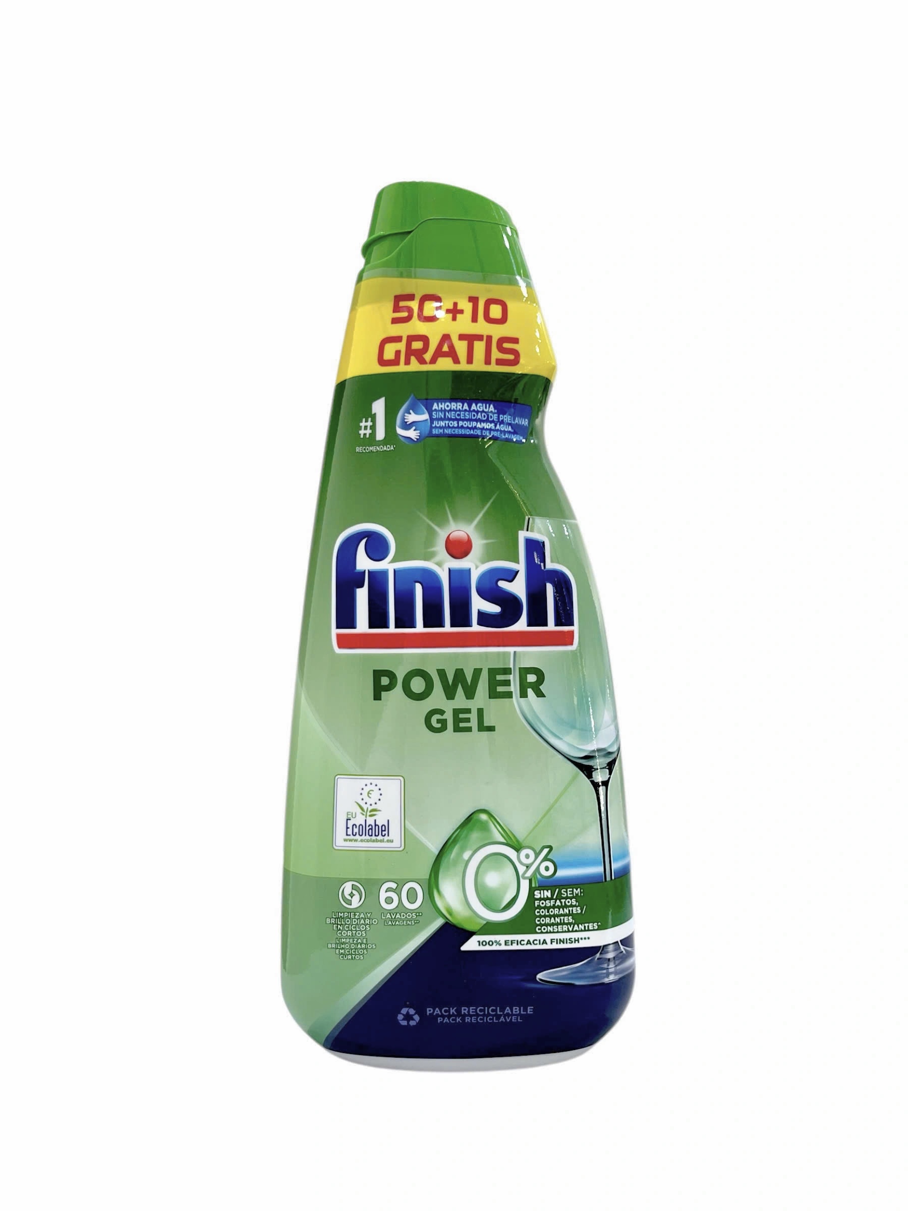 مایع ظرفشویی فینیش مدل POWER GEL ALL IN 1 | بدون فسفات، مواد نگهدارنده و رنگ | ۱۰۰٪ کارایی | حجم ۹۰۰ میلی‌لیتر (۶۰ بار شستشو) | ساخت اسپانیا