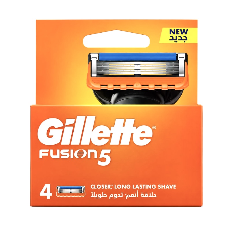 تیغ یدک ژیلت مدل Fusion5 بسته ۴ عددی | ۵ تیغه با نوار روان‌کننده | دارای تیغه پشتی برای اصلاح دقیق | ساخت آلمان